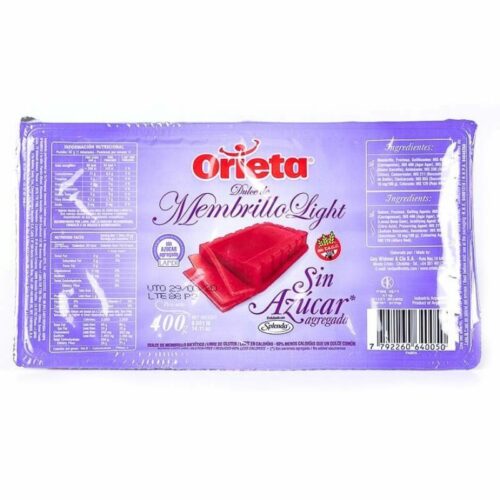 DULCE DE MEMBRILLO SIN AZUCAR 400GR ORIETA
