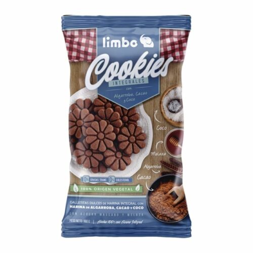 COOKIES INTEGRALES ALGARROBA CACAO Y COCO 160GR LIMBO