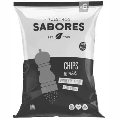 NUESTROS SABORES CHIPS PAPAS Y PIMIENTA NEGRA